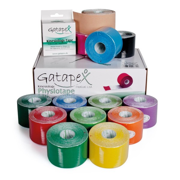 12 Rollen Gatapex Kinesiology-Tape 5cm x 5,5m hautfarbe Tape Tapeband