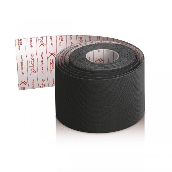 NEUHEIT Gatapex Rayon Kinesiology-Tape 4m x 5cm Farbe : Diamond Black - schwarz / Material-Mix aus Kunstseide und Spandex